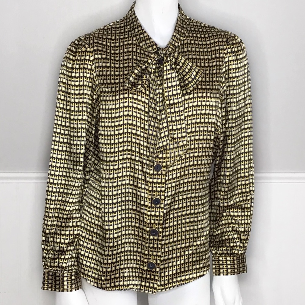 Vintage Peter Nygard Silk Pussy Bow Blouse Petite